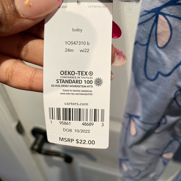 NWT Carter’s Blue Butterfly Print Zip Up One Piece Hooded Jumpsuit 24 Months - Picture 6 of 11